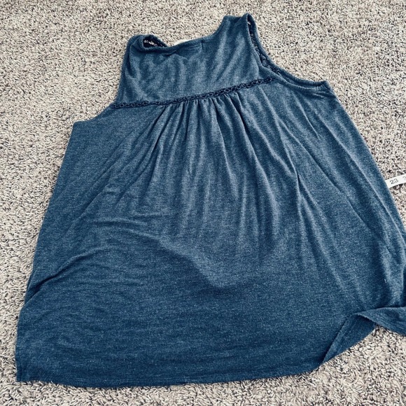 French Laundry XL Blue Tank Top Sleeveless Crochet Neck Casual Blouse‎ - Picture 4 of 7